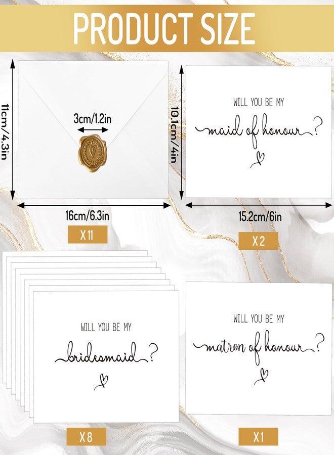 Whaline 11 Pack Bridesmaid Proposal Cards with Envelopes & Stickers Will You Be My Bridesmaid Cards Wedding Party Invitation Cards - Image 2