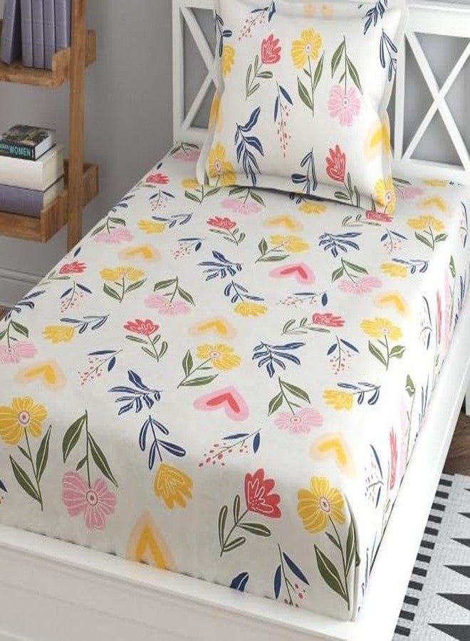 Vishnu Textiles Prime Collection Glace Cotton Single Flat Bedsheet with 1 Pillow Cover | Size 90x60 Inch (White5) - Image 4