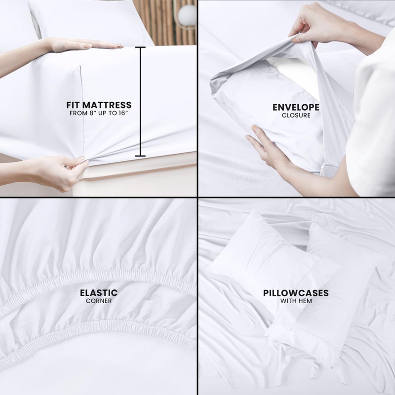 Utopia Bedding Queen Bed Sheets Set - Pack of 2 Sheet Sets - Perfect for Spa  Hotel  & Guest Bedroom - Brushed Microfiber - Shrinkage and Fade Resistant - Easy Care (White) - Image 4