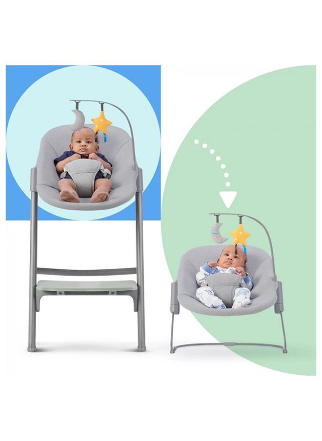 Kinderkraft - كرسي مرتفع ليفي مع كرسي هزاز كالمي - وردي أستر - Image 1