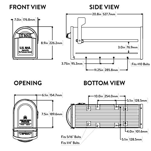 Architectural Mailboxes 8760B-10 Carlisle Postmount Mailbox, Medium, Black - Image 4