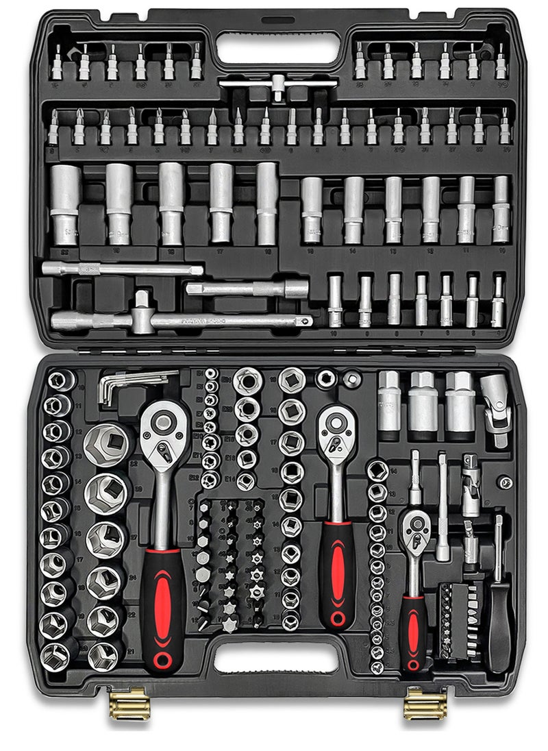 WinHolder - 172 pcs Socket Spanner Set, 1/2 1/4 3/8 Drive Metric Set,Car Repair Tool Socket Wrench Set,Torque Socket Spanner Screwdriver For Car Bicycle Motor - Image 1