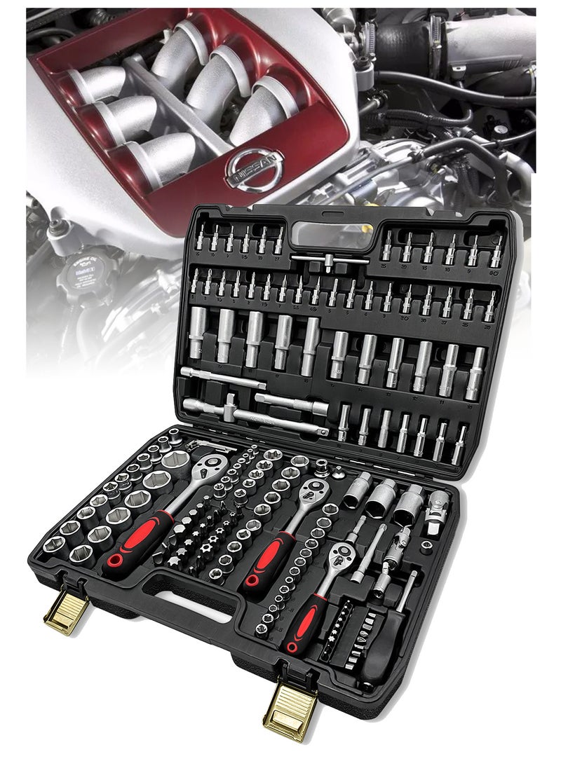 WinHolder - 172 pcs Socket Spanner Set, 1/2 1/4 3/8 Drive Metric Set,Car Repair Tool Socket Wrench Set,Torque Socket Spanner Screwdriver For Car Bicycle Motor - Image 1