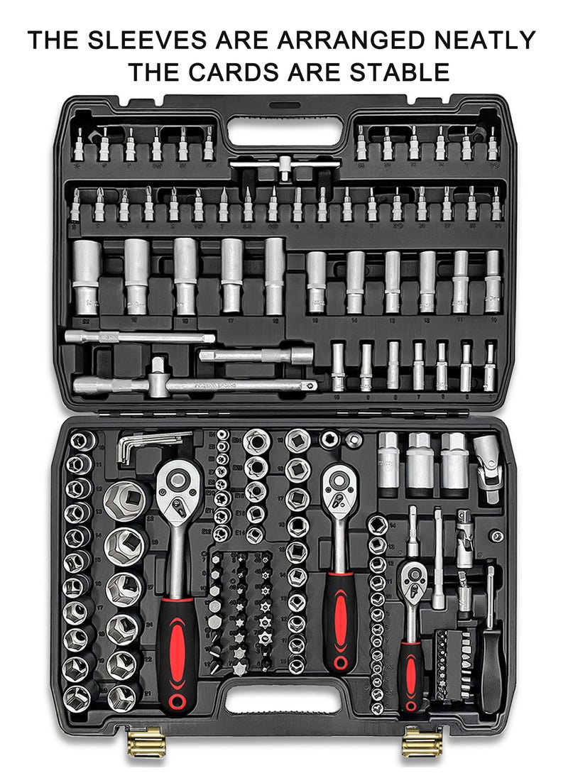 WinHolder - 172 pcs Socket Spanner Set, 1/2 1/4 3/8 Drive Metric Set,Car Repair Tool Socket Wrench Set,Torque Socket Spanner Screwdriver For Car Bicycle Motor - Image 1