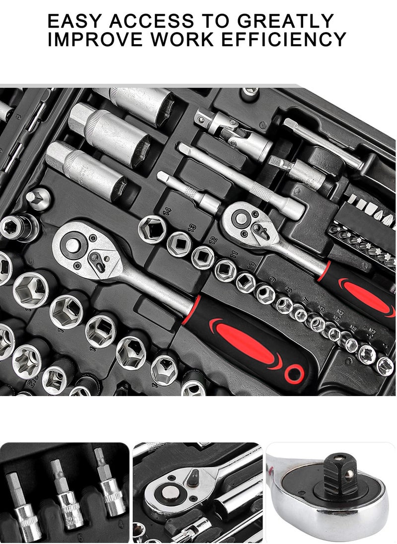 WinHolder - 172 pcs Socket Spanner Set, 1/2 1/4 3/8 Drive Metric Set,Car Repair Tool Socket Wrench Set,Torque Socket Spanner Screwdriver For Car Bicycle Motor - Image 1