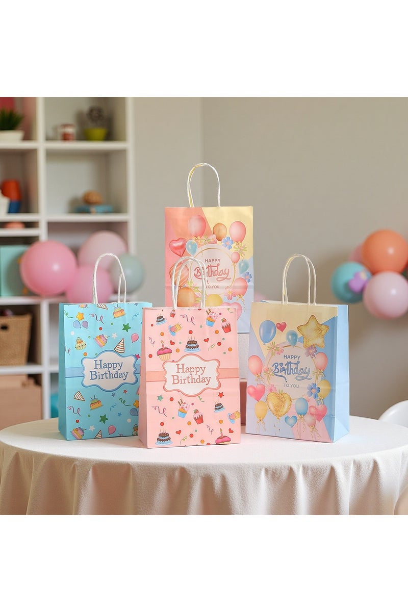 Generic 20 Pcs Happy Birthday Paper Gift Bag Large 27x21x11 CM Size for Easy Gift Giving Stylish Design with Vibrant Colors Perfect for Birthdays Parties and Special Occasions Eco Friendly and Durable  - Image 2