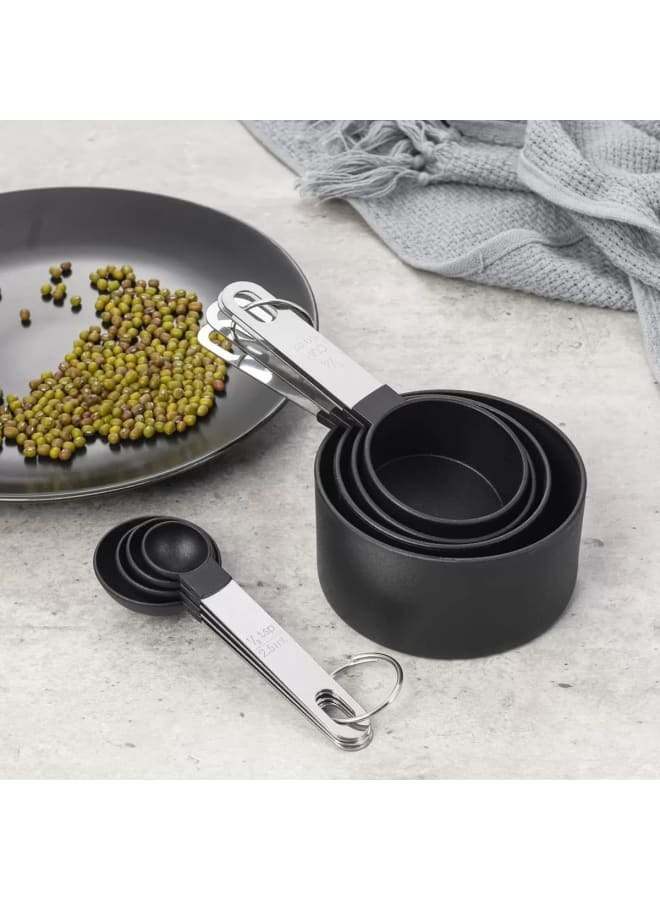 مجموعة من 8 قطع من أكواب وملاعق القياس، مقبض من الفولاذ المقاوم للصدأ قابل للتكديس، ملعقة كبيرة دقيقة لقياس المكونات الجافة والسائلة، ملعقة صغيرة صغيرة (5 أكواب قياس (1/8، 1/4، 1/3، 1/2، 1 كوب)، 5 ملاعق قياس (1/4، 1/2، 1 ملعقة صغيرة، 1/2، 1 ملعقة كبيرة). القطعة 1. 1 كوب 236 مل، القطعة 2. 1/2 كوب 118 مل، القطعة 3. 1/3 كوب 78 مل، القطعة 4. 1/4 كوب 59 مل، القطعة 5. 1 كوب 15 مل، القطعة 6. 1/2 كوب 7.5 مل، القطعة 7. 1/3 كوب 5 مل، القطعة 8. 1/4 كوب 3.75 مل) مع رأس بلاستيكي بألوان متنوعة - Image 2