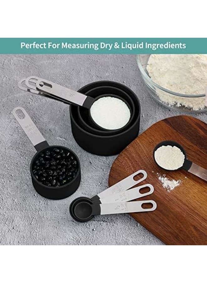 مجموعة من 8 قطع من أكواب وملاعق القياس، مقبض من الفولاذ المقاوم للصدأ قابل للتكديس، ملعقة كبيرة دقيقة لقياس المكونات الجافة والسائلة، ملعقة صغيرة صغيرة (5 أكواب قياس (1/8، 1/4، 1/3، 1/2، 1 كوب)، 5 ملاعق قياس (1/4، 1/2، 1 ملعقة صغيرة، 1/2، 1 ملعقة كبيرة). القطعة 1. 1 كوب 236 مل، القطعة 2. 1/2 كوب 118 مل، القطعة 3. 1/3 كوب 78 مل، القطعة 4. 1/4 كوب 59 مل، القطعة 5. 1 كوب 15 مل، القطعة 6. 1/2 كوب 7.5 مل، القطعة 7. 1/3 كوب 5 مل، القطعة 8. 1/4 كوب 3.75 مل) مع رأس بلاستيكي بألوان متنوعة - Image 5