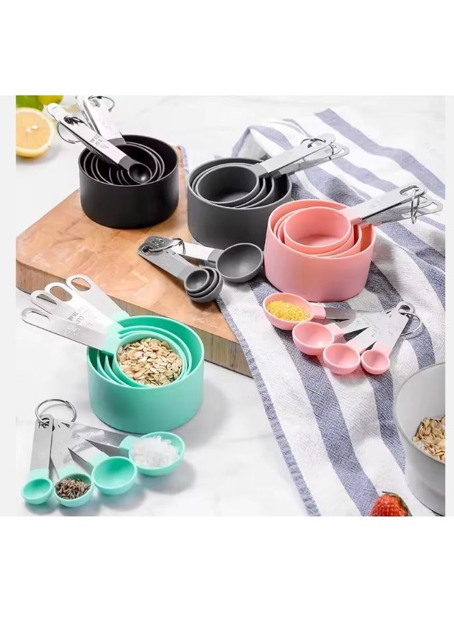 مجموعة من 8 قطع من أكواب وملاعق القياس، مقبض من الفولاذ المقاوم للصدأ قابل للتكديس، ملعقة كبيرة دقيقة لقياس المكونات الجافة والسائلة، ملعقة صغيرة صغيرة (5 أكواب قياس (1/8، 1/4، 1/3، 1/2، 1 كوب)، 5 ملاعق قياس (1/4، 1/2، 1 ملعقة صغيرة، 1/2، 1 ملعقة كبيرة). القطعة 1. 1 كوب 236 مل، القطعة 2. 1/2 كوب 118 مل، القطعة 3. 1/3 كوب 78 مل، القطعة 4. 1/4 كوب 59 مل، القطعة 5. 1 كوب 15 مل، القطعة 6. 1/2 كوب 7.5 مل، القطعة 7. 1/3 كوب 5 مل، القطعة 8. 1/4 كوب 3.75 مل) مع رأس بلاستيكي بألوان متنوعة - Image 3
