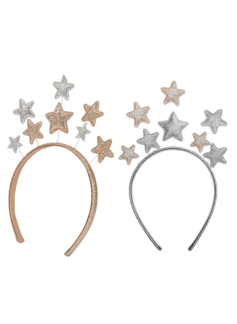 Beaupretty Beaupretty 2PCS Glitter Star Headband Stars Hair Bands Head Bopper Elastic Hair Hoop for Women Girls Party Hair Decor Accessories 