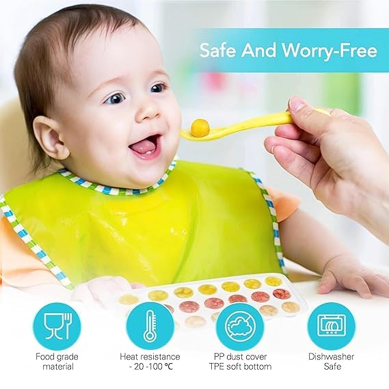 RUSEELA Silicone Ice Cube Tray with Lid, Easy Release, BPA-Free, 21-Cavity Flexible Mould for Fruits, Juices, Cocktails, and Baby Food (Pack of 2 Blue & Green) - Image 5