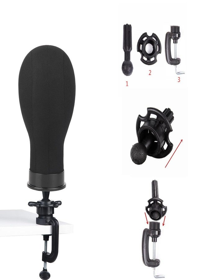 lucicass 21Incn Mannequin Head Wig Head with Stand for Making Wigs Display Styling Canvas Head with Mount Hole (21, black) - Image 5