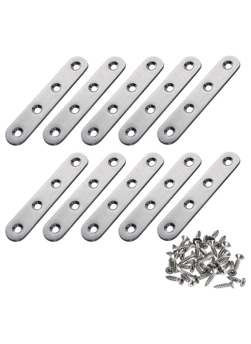 Oasisgalore 10 Pieces 75x16mm Stainless Steel Corner Brace, with 40 Screws for Furniture Repair  - Image 1