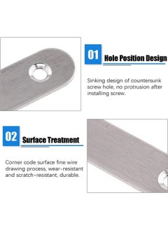 Oasisgalore 10 Pieces 75x16mm Stainless Steel Corner Brace, with 40 Screws for Furniture Repair  - Image 2