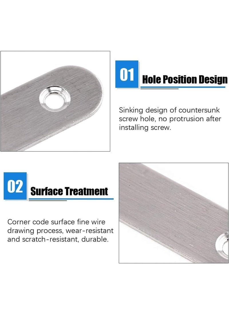 Oasisgalore 10 Pieces 75x16mm Stainless Steel Corner Brace, with 40 Screws for Furniture Repair  - Image 2