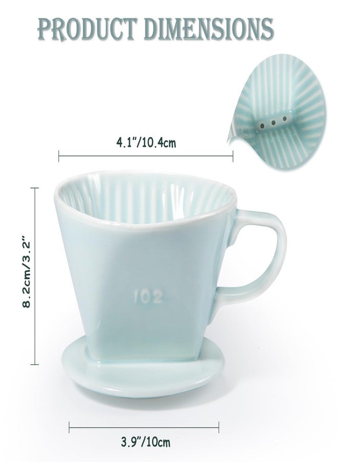 Noarixa Pour Over Coffee Dripper, Ceramic Pour Over Coffee Maker with 3 Holes Flat Bottom, Easy Manual Brew Maker, Porcelain Slow Filter Cone for Travel, Camping, Office, Home, GR - Image 2