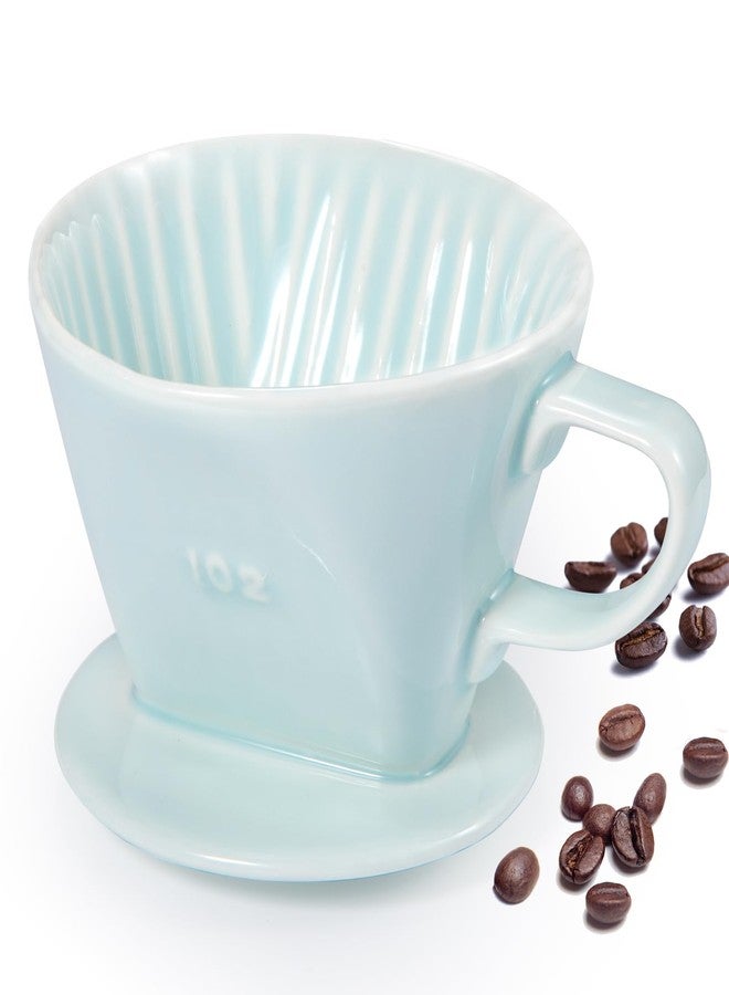 Noarixa Pour Over Coffee Dripper, Ceramic Pour Over Coffee Maker with 3 Holes Flat Bottom, Easy Manual Brew Maker, Porcelain Slow Filter Cone for Travel, Camping, Office, Home, GR - Image 1