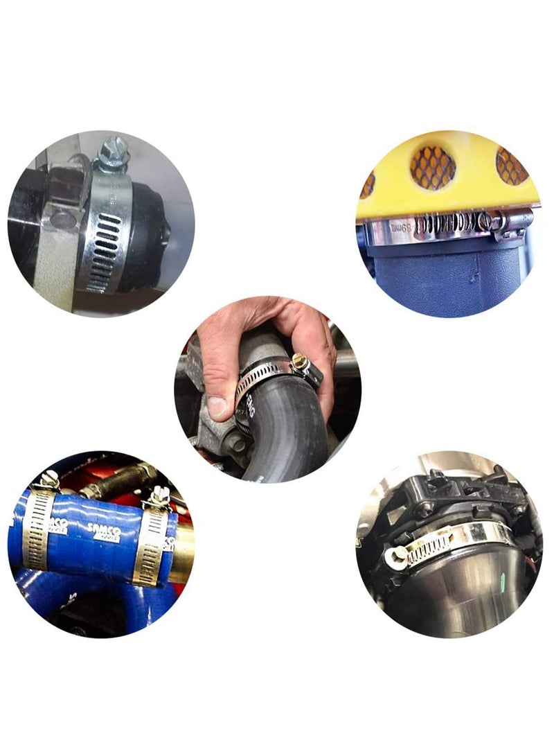 Hose Clamp, 26 Pieces Stainless Steel Adjustable Size Range Worm Gear Hose Clamp, Fuel Line Clamp for Plumbing, Automotive And Mechanical Application Pipes, Clip Fixed Tool - Image 2