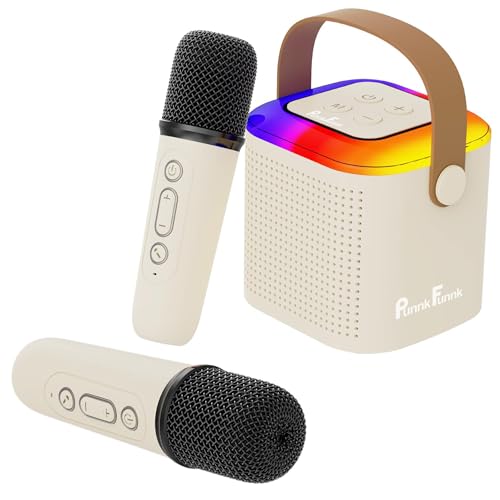 PunnkFunnk JollyBeats Wireless Mini Karaoke Speaker with Dual Mic RGB Lights & Voice Effects 10W Powerful Sound Bluetooth 5.3 10H Playtime Multi-Play Modes Type-C Fast Charging(Beach) - Image 1
