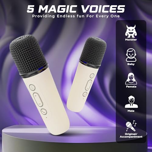 PunnkFunnk JollyBeats Wireless Mini Karaoke Speaker with Dual Mic RGB Lights & Voice Effects 10W Powerful Sound Bluetooth 5.3 10H Playtime Multi-Play Modes Type-C Fast Charging(Beach) - Image 4