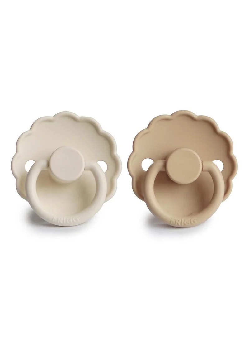 FRIGG Daisy Silicone Baby  Pacifier 0-6M  2-Pack Cream/Croissant - S1