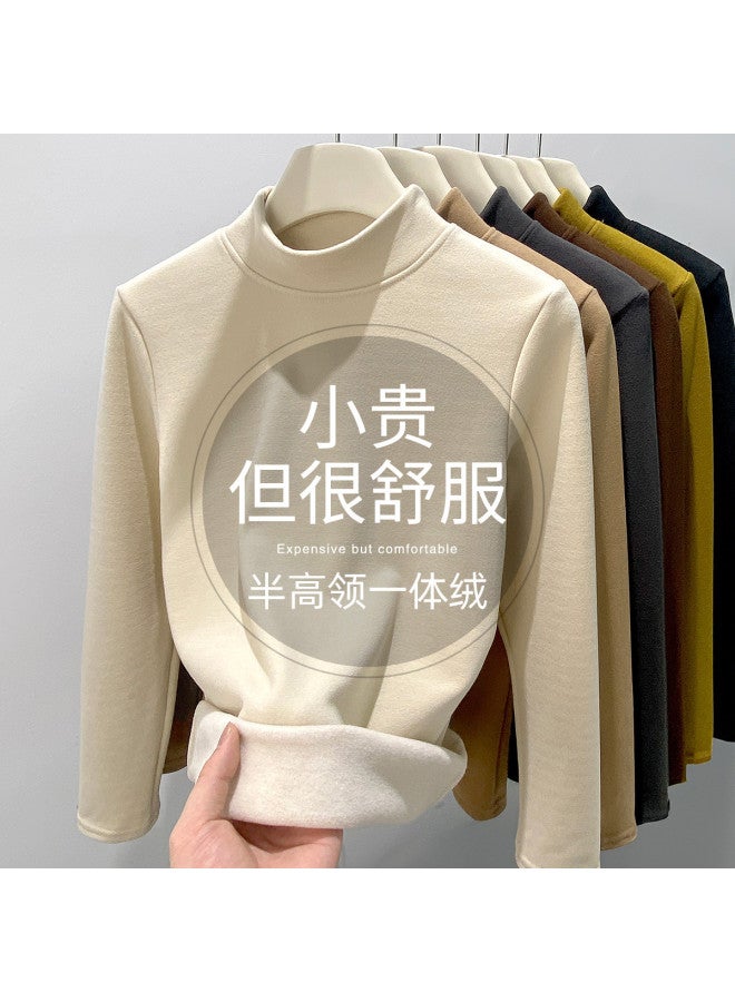 Modal Women'S Autumn/Winter Solid Color Basic Fitted Underwear Semi-High Neck Skin-Friendly Top - Image 3