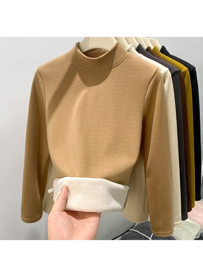 Modal Women'S Autumn/Winter Solid Color Basic Fitted Underwear Semi-High Neck Skin-Friendly Top - Image 5