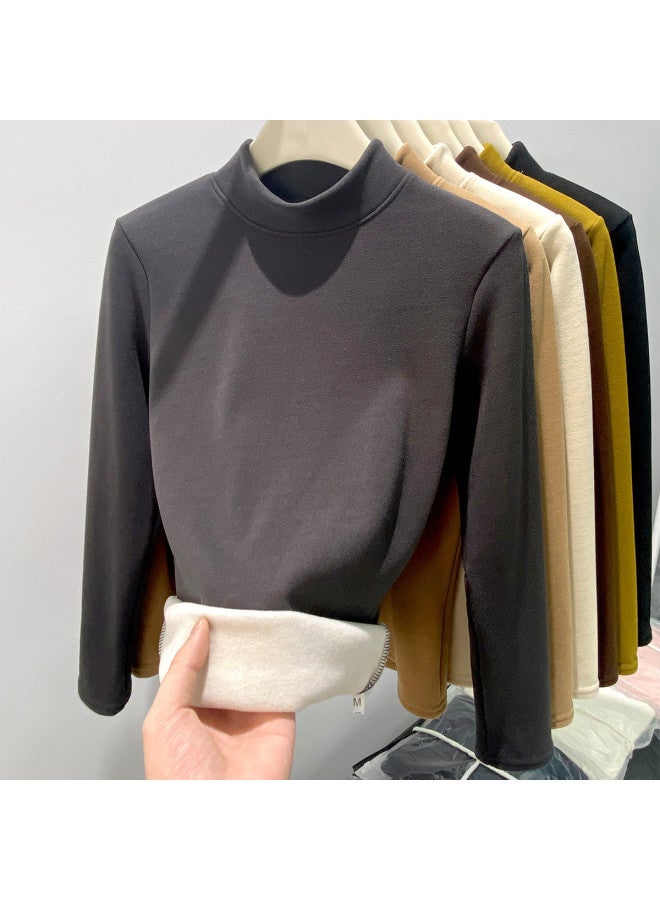 Modal Women'S Autumn/Winter Solid Color Basic Fitted Underwear Semi-High Neck Skin-Friendly Top - Image 4