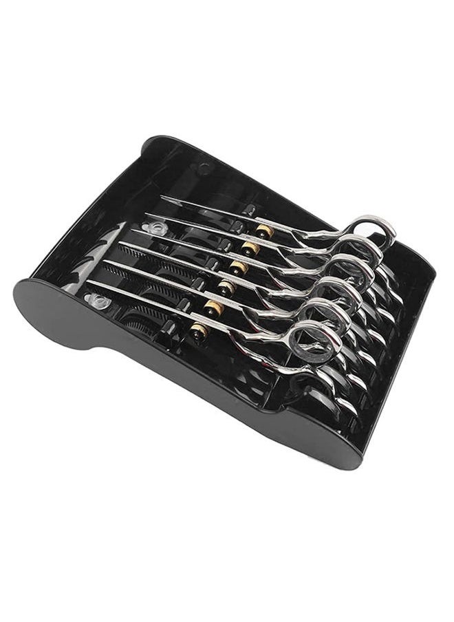 esowemsn 1PC Hair Salon Shear Holder Black Plastic Salon Scissors Holder Racks Barber Shop Shears Stand Organizer Storage Tray for Hairdressers Available for 6 Scissors  - Image 2