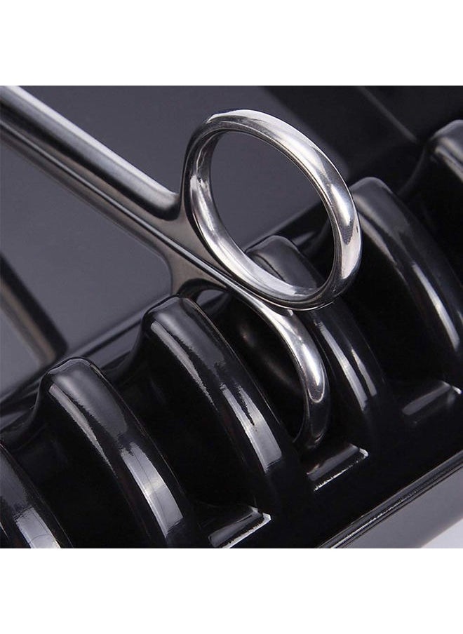 esowemsn 1PC Hair Salon Shear Holder Black Plastic Salon Scissors Holder Racks Barber Shop Shears Stand Organizer Storage Tray for Hairdressers Available for 6 Scissors  - Image 4
