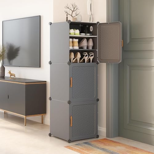 SNKR ESSENTIALS Stylish Multi-Layer Shoe Rack with Dustproof Doors and Side Hooks | 3 Door-9 Shelf Space-Saving Shoe Organizer Cabinet for Home & Office | Modular Shoe Rack - Image 1