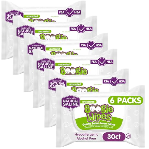 Boogie Wipes Baby Wipes Unscented by Boogie Wipes, Wet Wipes for Face, Hand, Body & Nose, Made with Vitamin E, Aloe, Chamomile and Natural Saline, 30 Count, Pack of 6 - Image 1