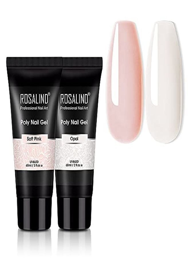 Rosalind K&Opal Extension Gel Rosalind 2 Pcs 60Ml Opal Poly Nail Gel Kit Soft Pink Nail Builder For Nail Art Decoration Nail Thickening Poly Nail Gel Tube Easy To Diy Use Need Uv Lamp  - Image 1