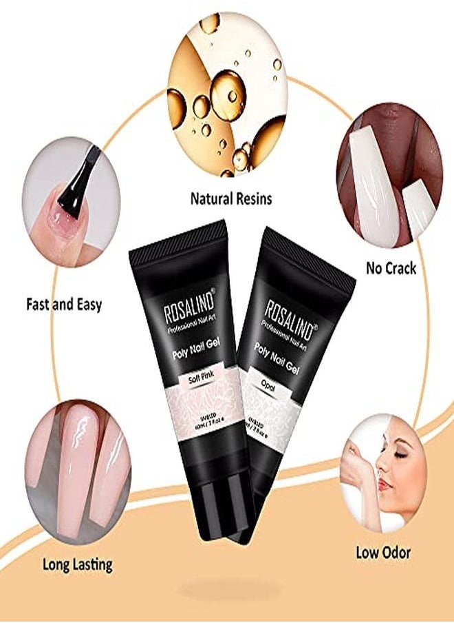 Rosalind K&Opal Extension Gel Rosalind 2 Pcs 60Ml Opal Poly Nail Gel Kit Soft Pink Nail Builder For Nail Art Decoration Nail Thickening Poly Nail Gel Tube Easy To Diy Use Need Uv Lamp  - Image 2
