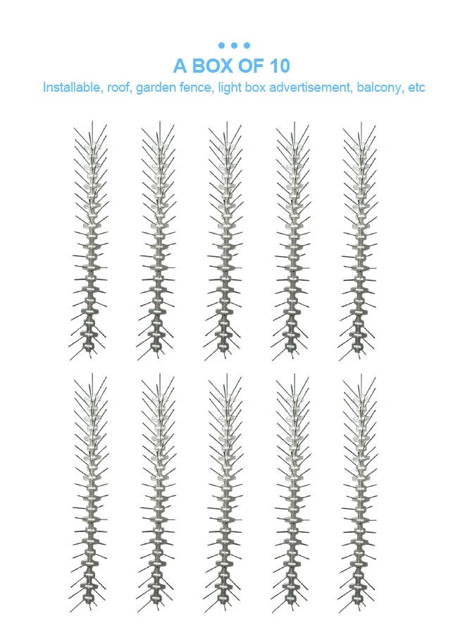 10 Pcs Stainless Steel Bird Spikes, Bird Deterrent Kit With Transparent Silicone Glue