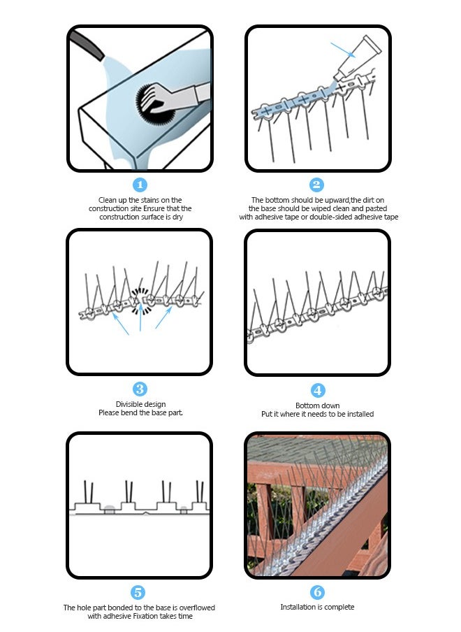 10 Pcs Stainless Steel Bird Spikes, Bird Deterrent Kit With Transparent Silicone Glue