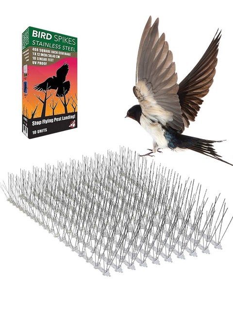 10 Pcs Stainless Steel Bird Spikes, Bird Deterrent Kit With Transparent Silicone Glue