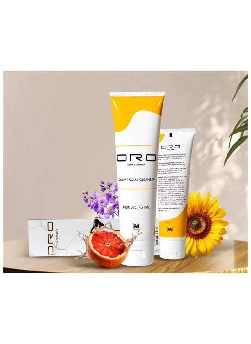 ORO STEM - ORO STEM Daily Facial Cleanser is Crafted in USA with a blend of soothing aloe vera,revitalizing lavender & purifying grapefruit.It effortlessly purifies your skin, refresh, revitalize & ready to glow - Image 1