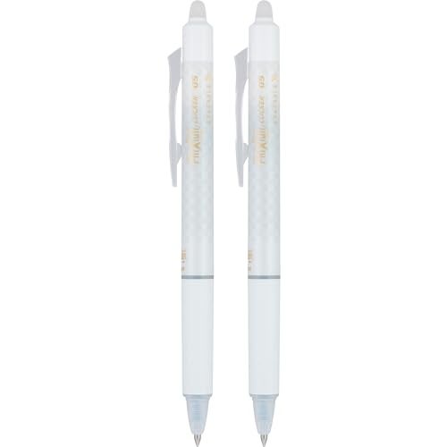 PILOT FriXion Ball Clicker Erasable Gel Ink Retractable Pen, Extra Fine Point, 0.5mm, White Barrel, Black Ink, 2 Pack - Image 2