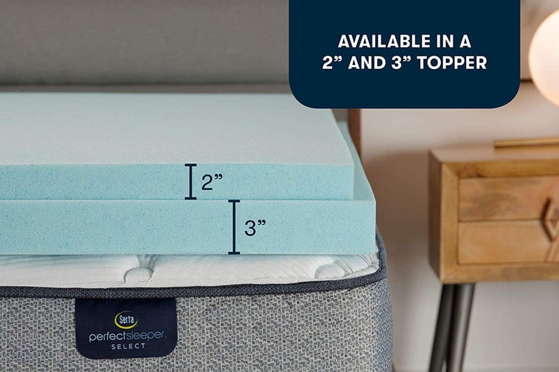 Serta ThermaGel Cooling, Pressure-Relieving Memory Foam Mattress Topper, 3 Inch, Queen,Blue - Image 4