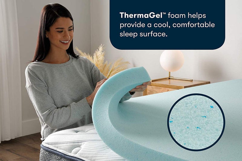 Serta ThermaGel Cooling, Pressure-Relieving Memory Foam Mattress Topper, 3 Inch, Queen,Blue - Image 2