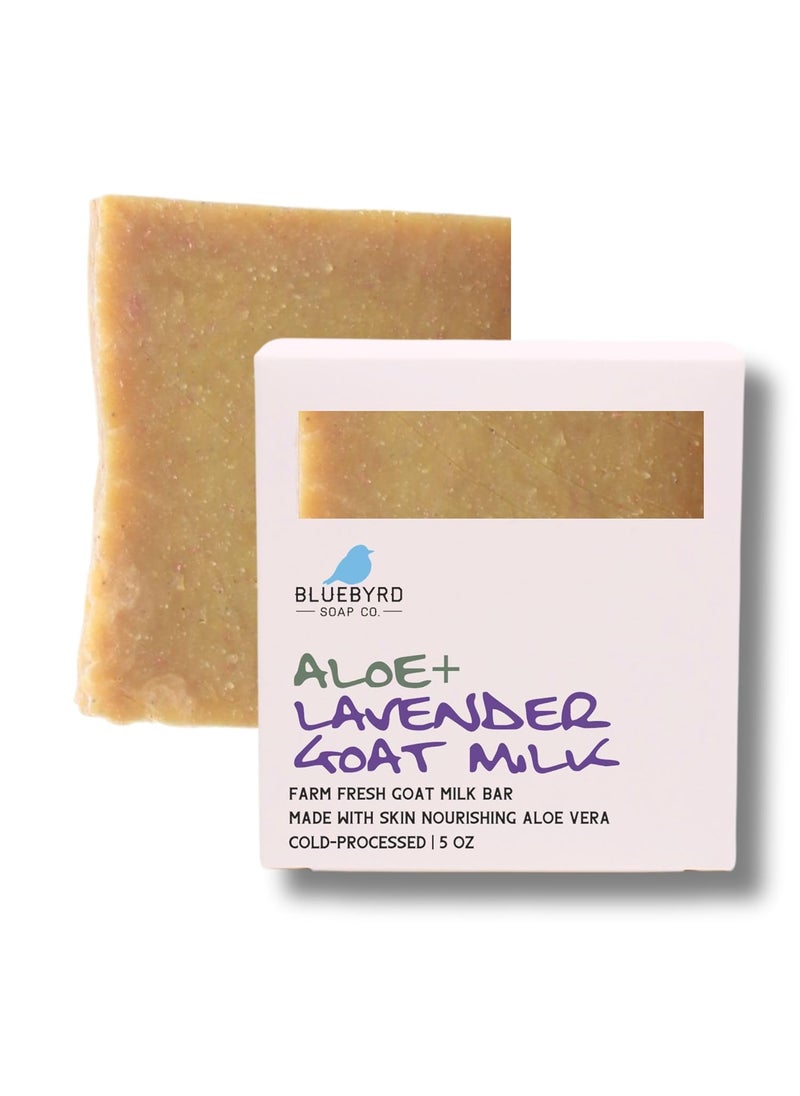 BLUEBYRD SOAP CO. - Bluebyrd Soap Natural Goat Milk Soap Bars Lavender | Organic Goat Milk Bar Soap Infused With Aloe Vera + Turmeric | Gentle Daily Exfoliating Body Soap For Sensitive Skin - Image 1