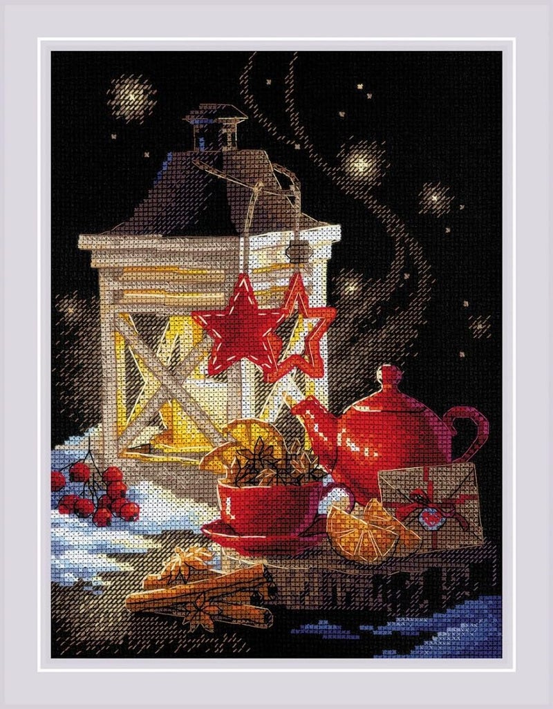 RIOLIS Winter Tea Time 1977 Christmas Cross Stitch Cross Stitch Kits for Beginners Advanced Cross Stitch Kits for Adults Counted Stitching Kits Embroidery Kit Christmas - Image 2
