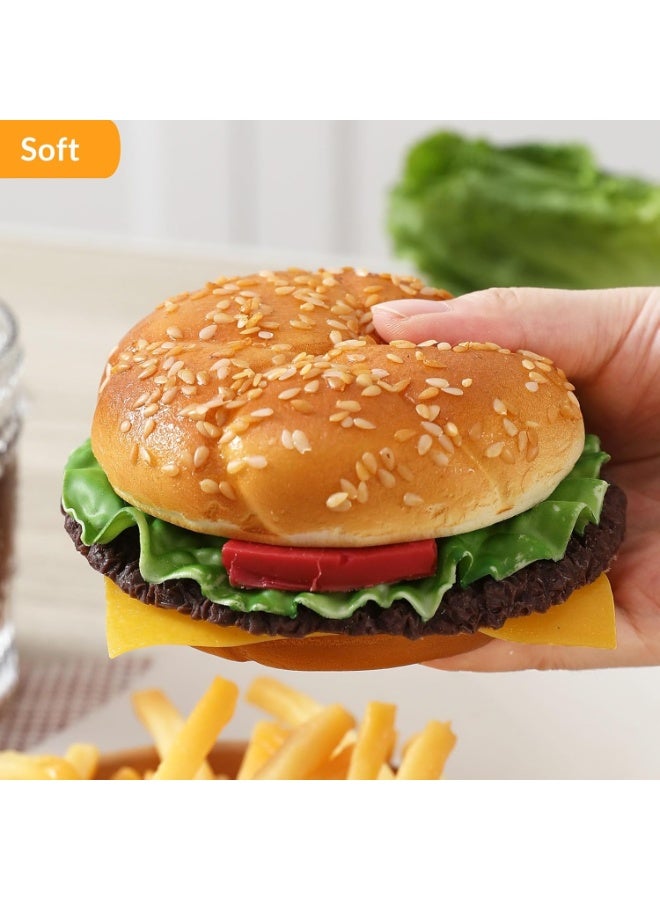 Artificial Hamburger and 12 Realistic French Fries Fake Food Set for Display - Image 1