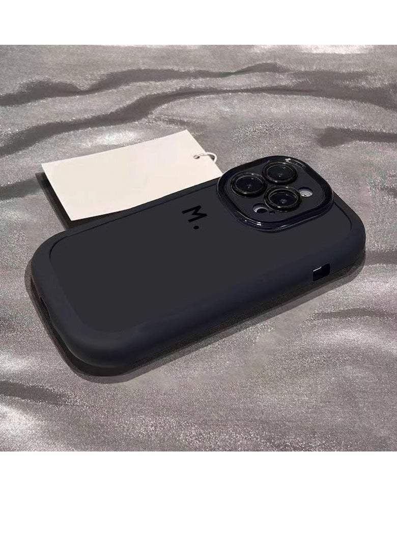 NIBEMINENT Minimalist Painted M Letter Protective TPU Case Cover For iPhone 14 Pro Max, Black