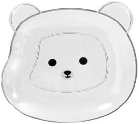 ERITIN Plastic Dish Cartoon Bear Style Cute Widely Used Appetizer Plates for Party Dinner Cafe Transparent Reusable Mini Plate for Snacks, Fruits, Salad, Cakes Small Dessert Dishes - Image 1