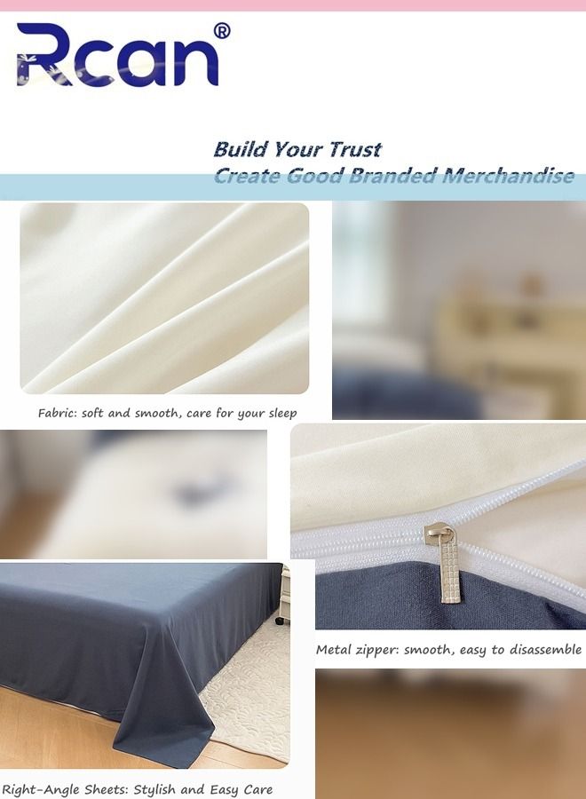 ركان طقم غطاء لحاف مكون من 3 قطع لموسم المدرسة على طراز الكلية بتصميم مطبوع عليه رسوم متحركة للأطفال، غطاء لحاف وغطاء وسادة من القطن للمهاجع الفردي وسرير الأطفال للأولاد والبنات 150 × 200 سم / 59 × 78.7 بو - Image 4