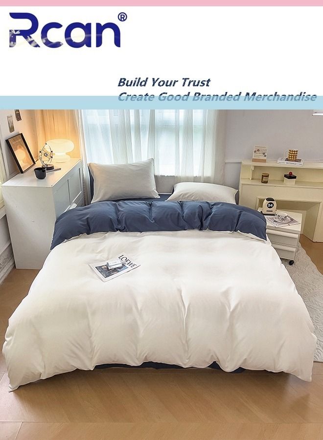 ركان طقم غطاء لحاف مكون من 3 قطع لموسم المدرسة على طراز الكلية بتصميم مطبوع عليه رسوم متحركة للأطفال، غطاء لحاف وغطاء وسادة من القطن للمهاجع الفردي وسرير الأطفال للأولاد والبنات 150 × 200 سم / 59 × 78.7 بو - Image 2