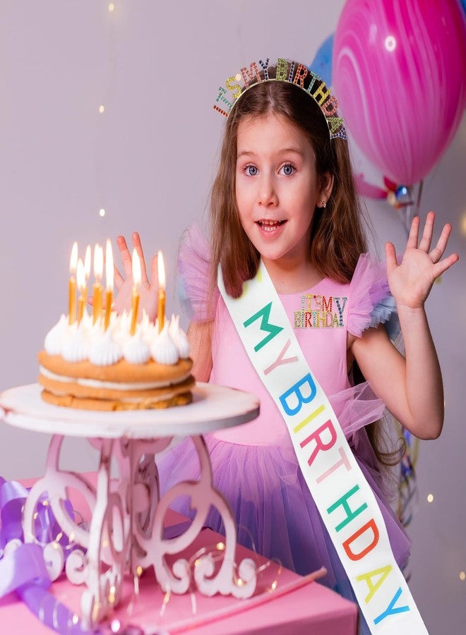 YOGEYOGE 3PCS It's My Birthday Pin for Women,Metal Shiny Laple Pin Birthday Sash Headband Set Tiara Crown Rhinestones Brooch Decorations for Party - Image 4