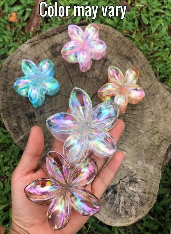 BAOER Transparent Glossy Flower Hair Claw Clips - Multicolor Pack of 4, Stylish Hair Ornaments for Women & Girls (Color may vary) - Image 5